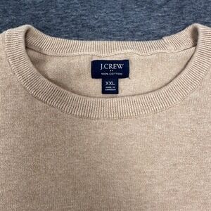 J.Crew Mens Sweater XXL Beige Crew Neck Long Sleeve Cotton Knit Pullover Winter‎